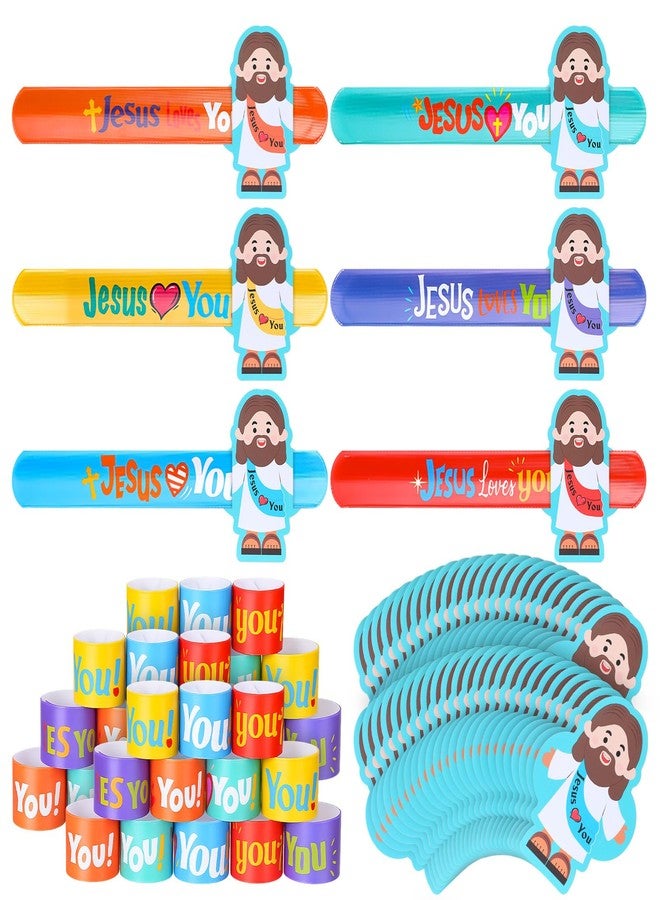 Vertintong 24 Pcs Jesus Slap Bracelets Bulk Christian Bracelets Jesus Love You Gifts Religious Snap Wristbands for Classroom Awards Sunday School Party Favors - Image 1